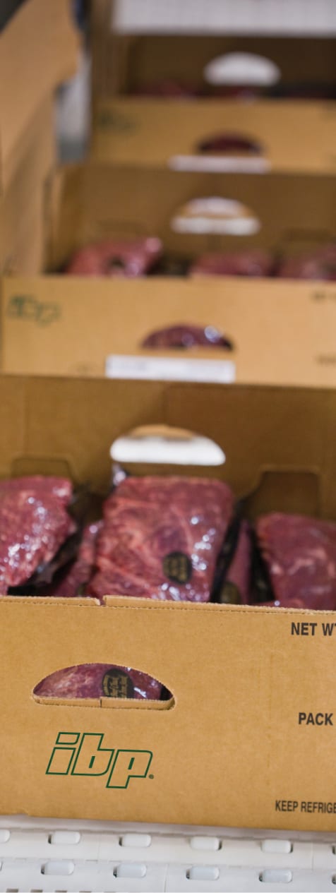 Beef in packaging ready to be shipped
