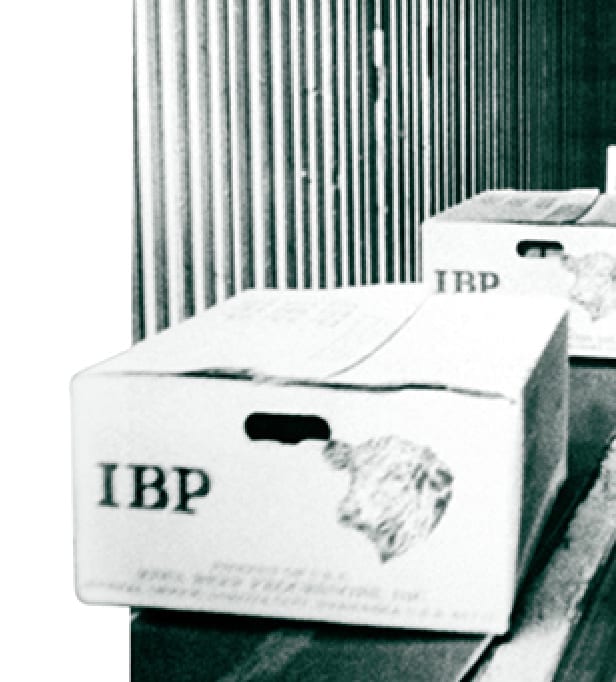 time-67 Vintage image of meat coming off production line